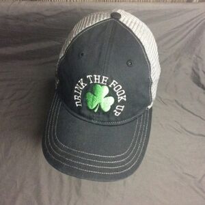 Richardson 111 Gray Black Men's DRINK THE FOOK UP Green Clover Trucker Cap OSFM